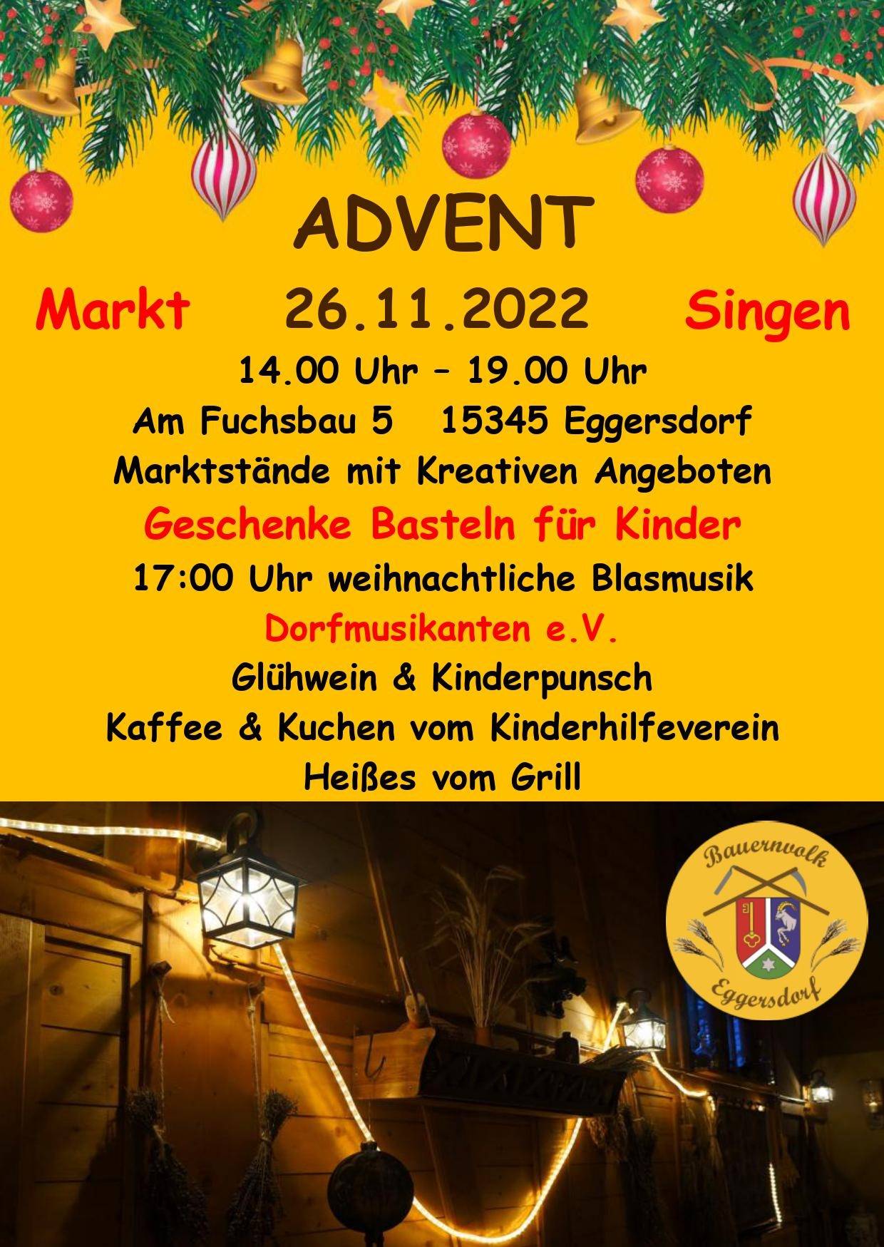 Plakat für den Adventsmarkt